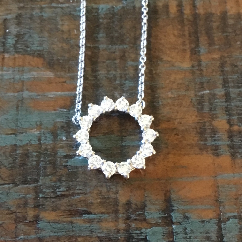 Authentic Tiffany & Co. Open Circle Diamond Platinum Pendant - Picture 14 of 16